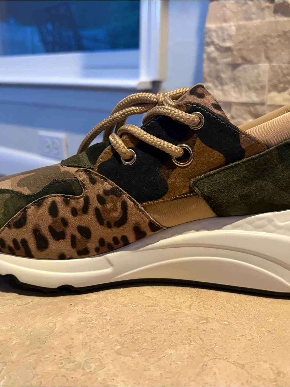 Steve Madden Camo & Leopard Print Sneakers in Brown and Green - Picture 9 of 10